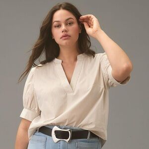 NWT By Anthropologie Henley Popover Blouse